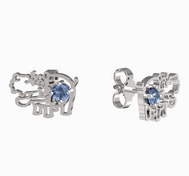 BeKid dětské náušnice hrošík 1188 Bílé zlato - 585 Světle modrý kubický zirkon