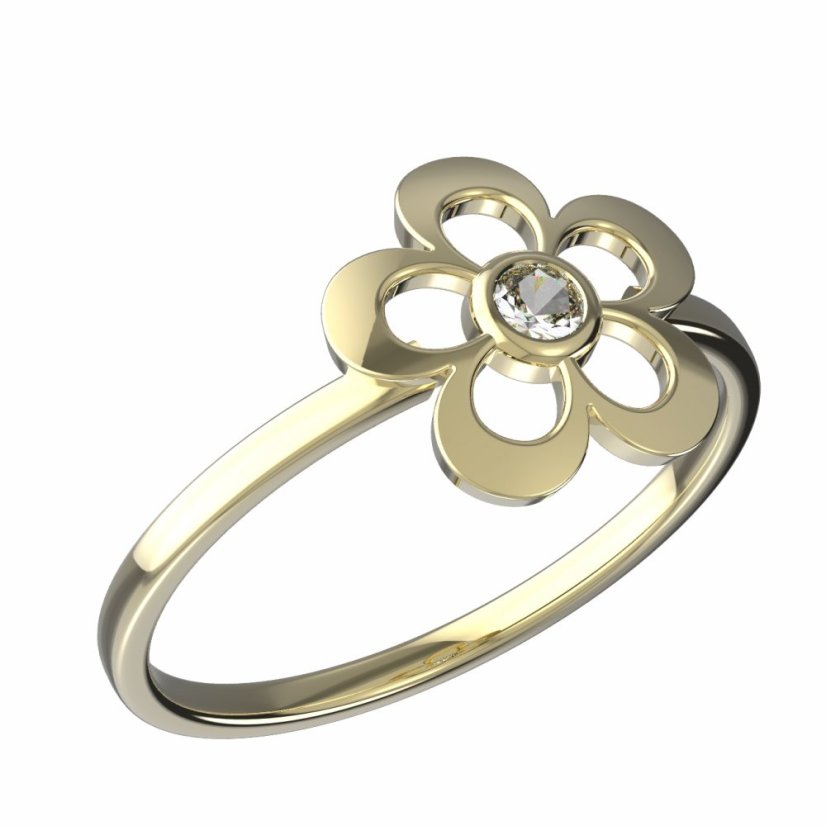 BeKid dětský prsten pětilístek 833 Žluté zlato - 585 Diamant