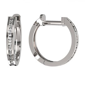 BG zlaté diamantové náušnice 653 kruhy Bílé zlato - 585 Diamant lab-grown