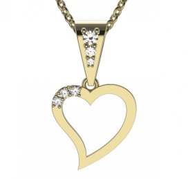 BG zlatý diamantový přívěšek srdíčko 1261 Žluté zlato - 585 Diamant lab-grown