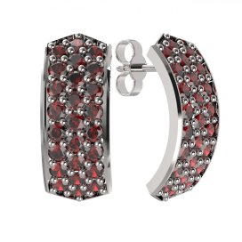 BG náušnice vsazený český granát  861 Bílé zlato - 585 Granát