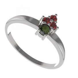 BG prsten 159 I Bílé zlato - 585 Vltavín a granát