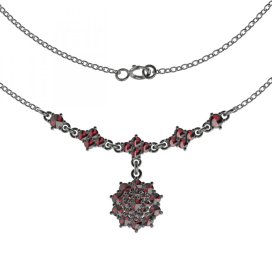 BG náhrdelník 122 Stříbro 925 - ruthenium (30-90dní) Granát