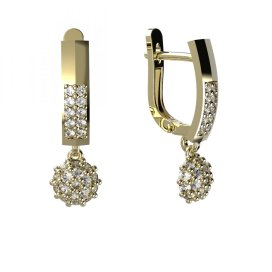 BG zlaté náušnice kytička 850 Žluté zlato - 585 Diamant