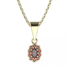 BG přívěs oválný 455-0 Žluté zlato - 585 Granát