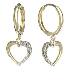 BeKid dívčí náušnice srdíčko 1255 Žluté zlato - 585 Bílý kubický zirkon