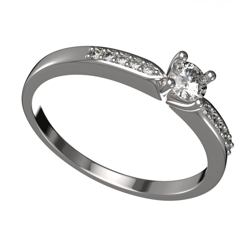 Zlatý prsten s lab-grown diamantem, bílé zlato 585 – 1437