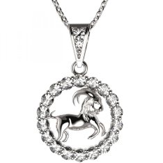 BG zlatý diamantový přívěšek Kozoroh 044 Bílé zlato - 585 Diamant lab-grown