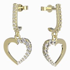 BeKid dívčí náušnice srdíčko 1263 Žluté zlato - 585 Bílý kubický zirkon