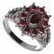BG prsten oválný 018-Y - Kov: Stříbro 925 - rhodium, Kámen: Vltavín a granát