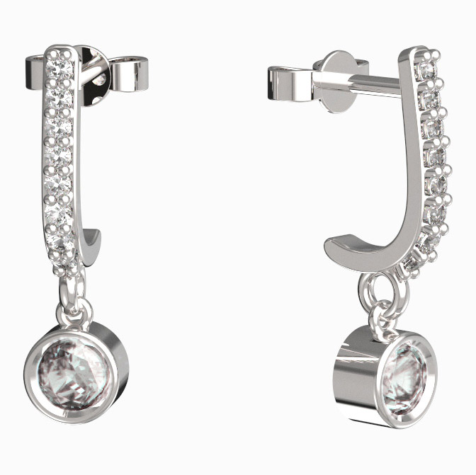 BG zlaté náušnice 770 Bílé zlato - 585 Diamant
