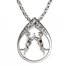 BG zlatý diamantový přívěšek Blíženci 047 Bílé zlato - 585 Diamant lab-grown