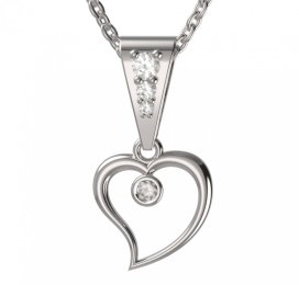 BG zlatý diamantový přívěšek srdíčko 1267 Bílé zlato - 585 Diamant lab-grown