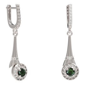 BG náušnice kruhového tvaru 541-C91 Stříbro 925 - rhodium Vltavín a kubický zirkon