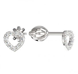 BeKid dětské náušnice srdíčko 858 Bílé zlato - 585 Diamant