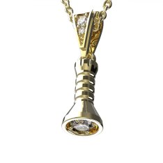 BG zlatý diamantový přívěšek - Baterka 799 Žluté zlato - 585 Diamant lab-grown