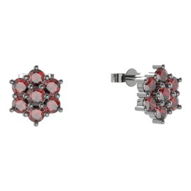 BG  náušnice 002 Stříbro 925 - ruthenium (30-90dní) Granát