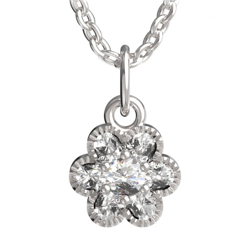 BeKid dětský přívěšek kytička 140 Bílé zlato - 585 Diamant