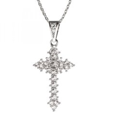 BG zlatý diamantový přívěšek křížek 264 Bílé zlato - 585 Diamant lab-grown
