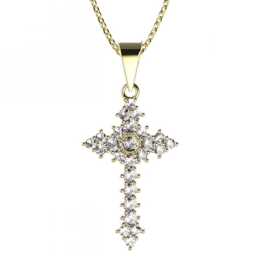 BG zlatý diamantový přívěšek křížek 264 Žluté zlato - 585 Diamant lab-grown