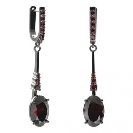 BG náušnice s centrálním oválným kamenem 479-B94 Stříbro 925 - ruthenium (30-90dní) Granát