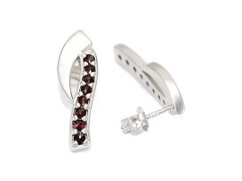 BG náušnice s českým granátem  1138 Bílé zlato - 585 Granát