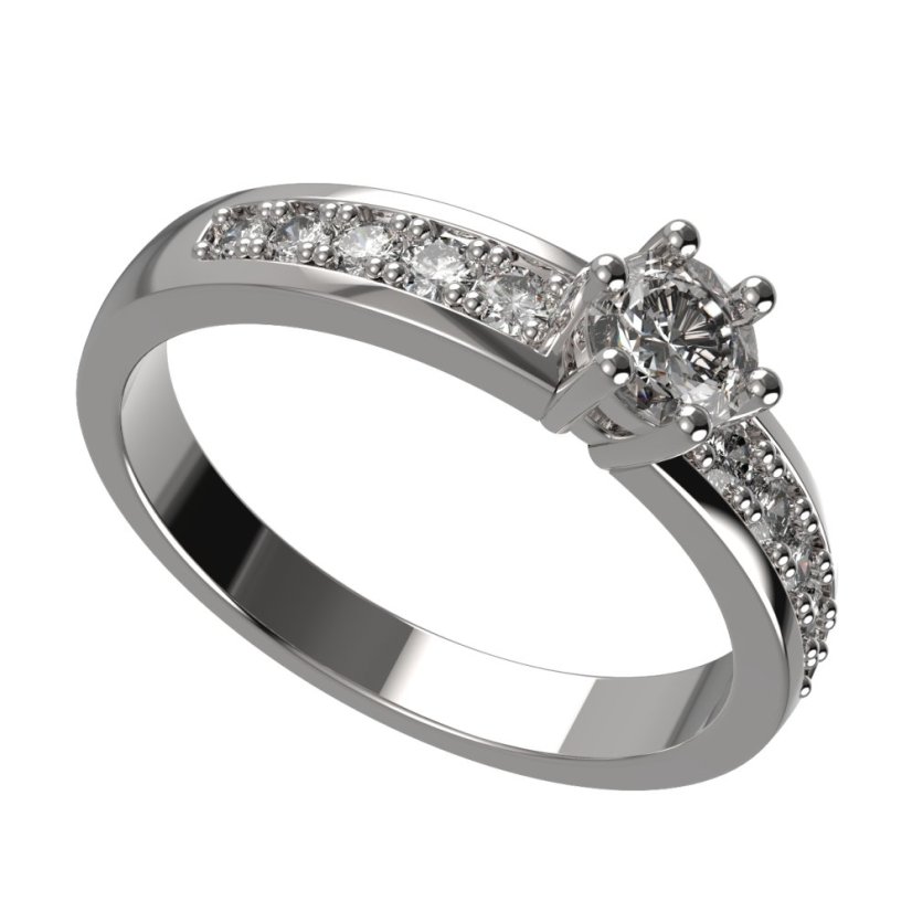 BG zlatý diamantový prstýnek 1453 /zásnubní-snubní/ Bílé zlato - 585 Diamant lab-grown