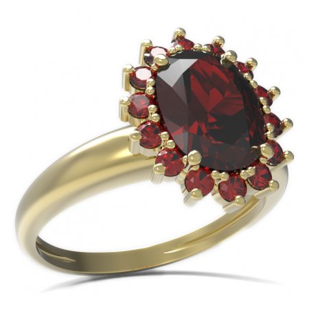 BG prsten s oválným kamenem 516-I - Kov: Stříbro 925 - rhodium, Kámen: Granát