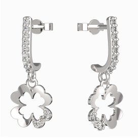 BG zlaté náušnice čtyřlístek 1171 Bílé zlato - 585 Diamant
