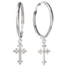 BG zlaté náušnice křížek 1109 Bílé zlato - 585 Diamant