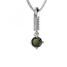 BG vltavínový přívěšek 680 Bílé zlato - 585 Vltavín a diamant