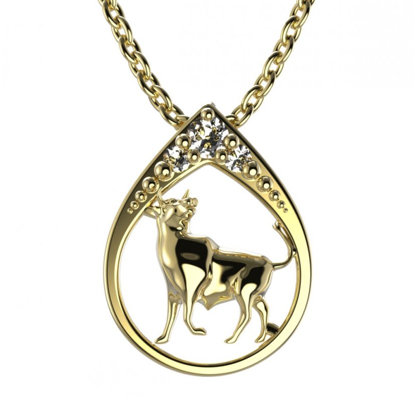 BG zlatý diamantový přívěšek Býk 047 Žluté zlato - 585 Diamant lab-grown