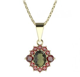 BG přívěs oválný 224-0 Stříbro 925 - pozlacené Vltavín a granát