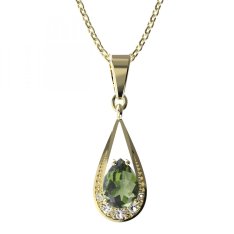 BG přívěs vsazen vltavín  638 Žluté zlato - 585 Vltavín a diamant