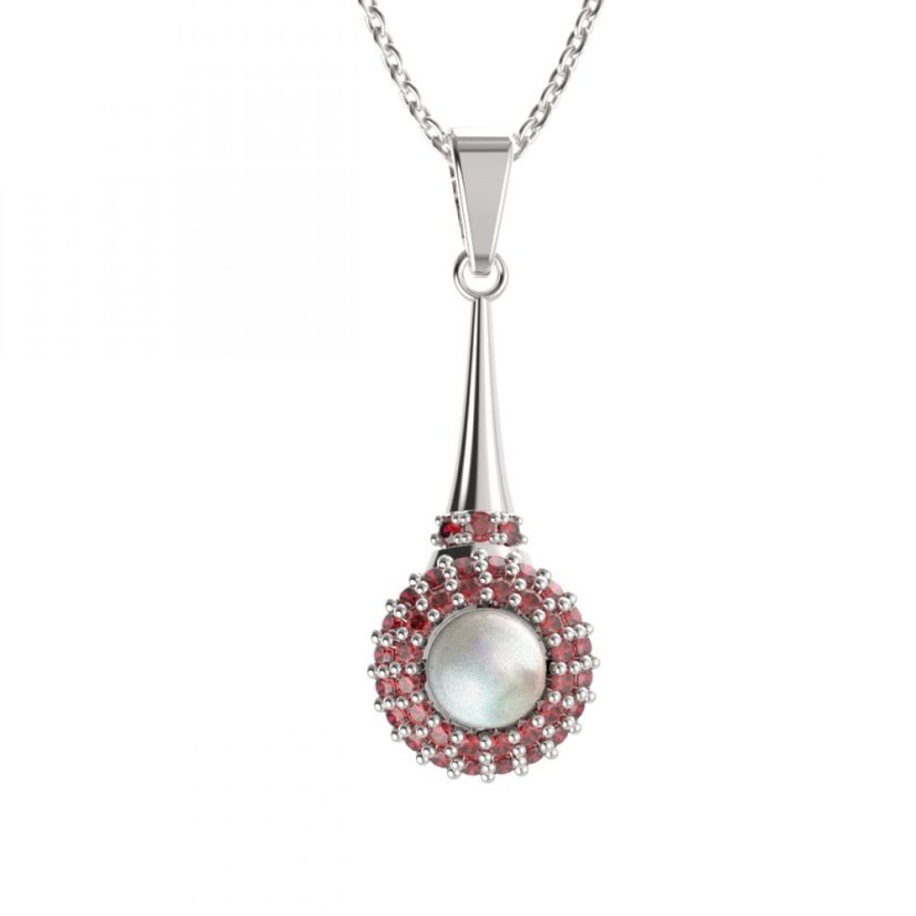 BG přívěs s přírodní perlou 540-C Stříbro 925 - rhodium Granát a perla