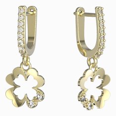 BG zlaté náušnice čtyřlístek 1171 Žluté zlato - 585 Diamant