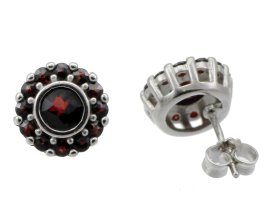 BG granátové náušnice - 749 03 Bílé zlato - 585 Granát