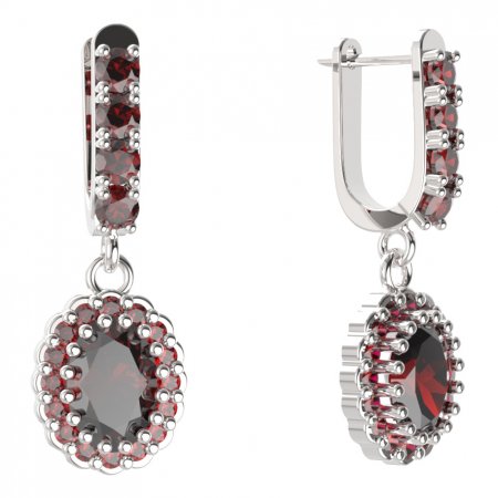 BG oval earring 435-96 - Metal: Silver 925 - rhodium, Stone: Garnet