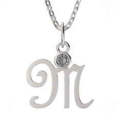 BeKid dětský zlatý přívěsek písmenko M - 1322 Bílé zlato - 585 Diamant