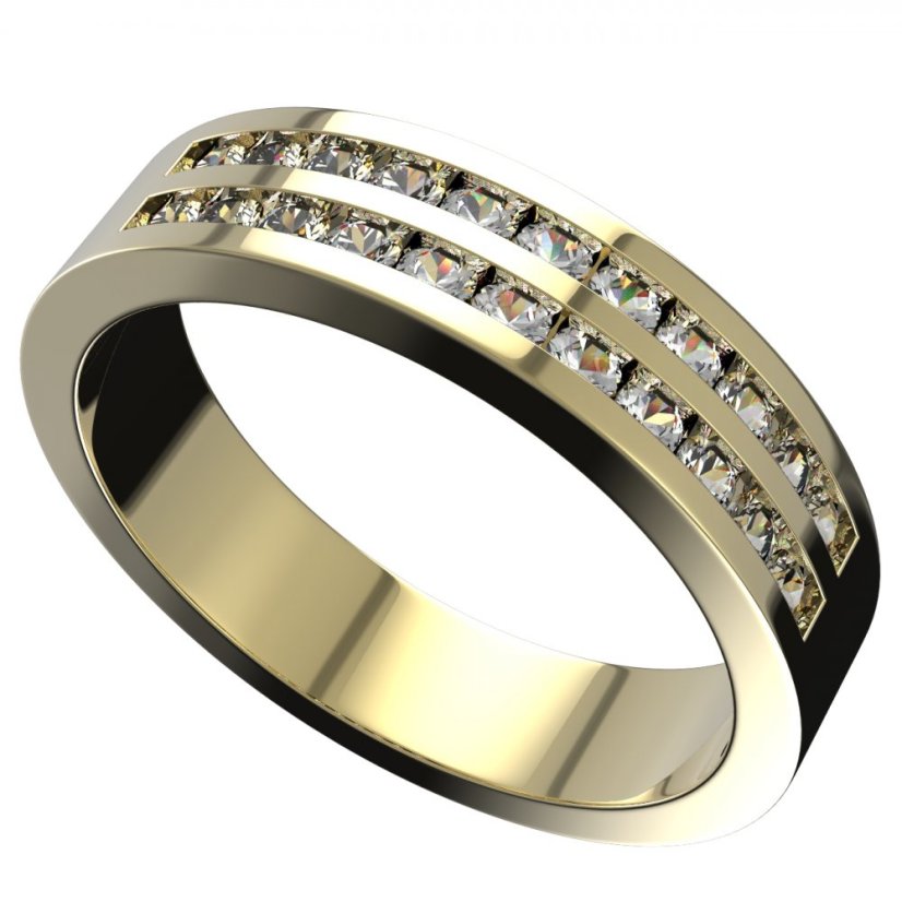 Zlatý prsten s diamantem, žluté zlato 585 – 656