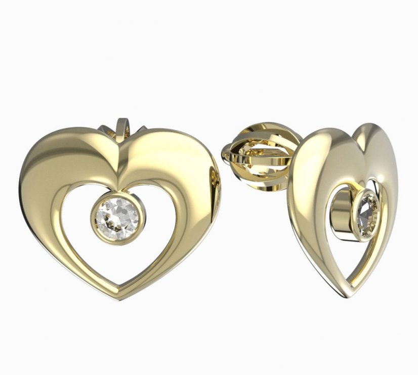 BeKid dětské náušnice srdíčko 610 Bílé zlato - 585 Diamant