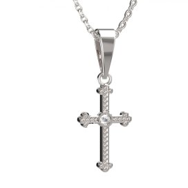 BG zlatý diamantový přívěšek křížek 1110 Bílé zlato - 585 Diamant lab-grown