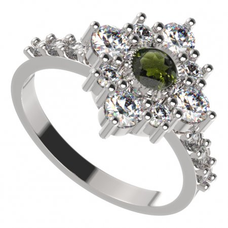 BG prsten 105-Z čtvercového tvaru - Kov: Stříbro 925 - rhodium, Kámen: Granát
