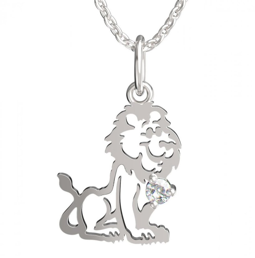 BeKid dětský přívěšek lev 1191 Bílé zlato - 585 Diamant