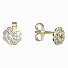 BG zlaté náušnice 552 Žluté zlato - 585 Bílý kubický zirkon