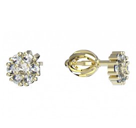 BG zlaté náušnice kytička 774 Žluté zlato - 585 Diamant