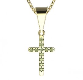 BG zlatý přívěšek křížek 1106 Žluté zlato - 585 Zelený kubický zirkon
