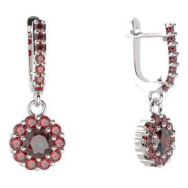 BG kulaté náušnice 628-84 Stříbro 925 - rhodium Granát