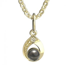 BeKid dětský přívěšek 1242 s černou perlou Žluté zlato - 585 Diamant