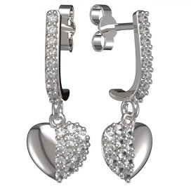 BG zlaté náušnice srdíčko 865 Bílé zlato - 585 Diamant
